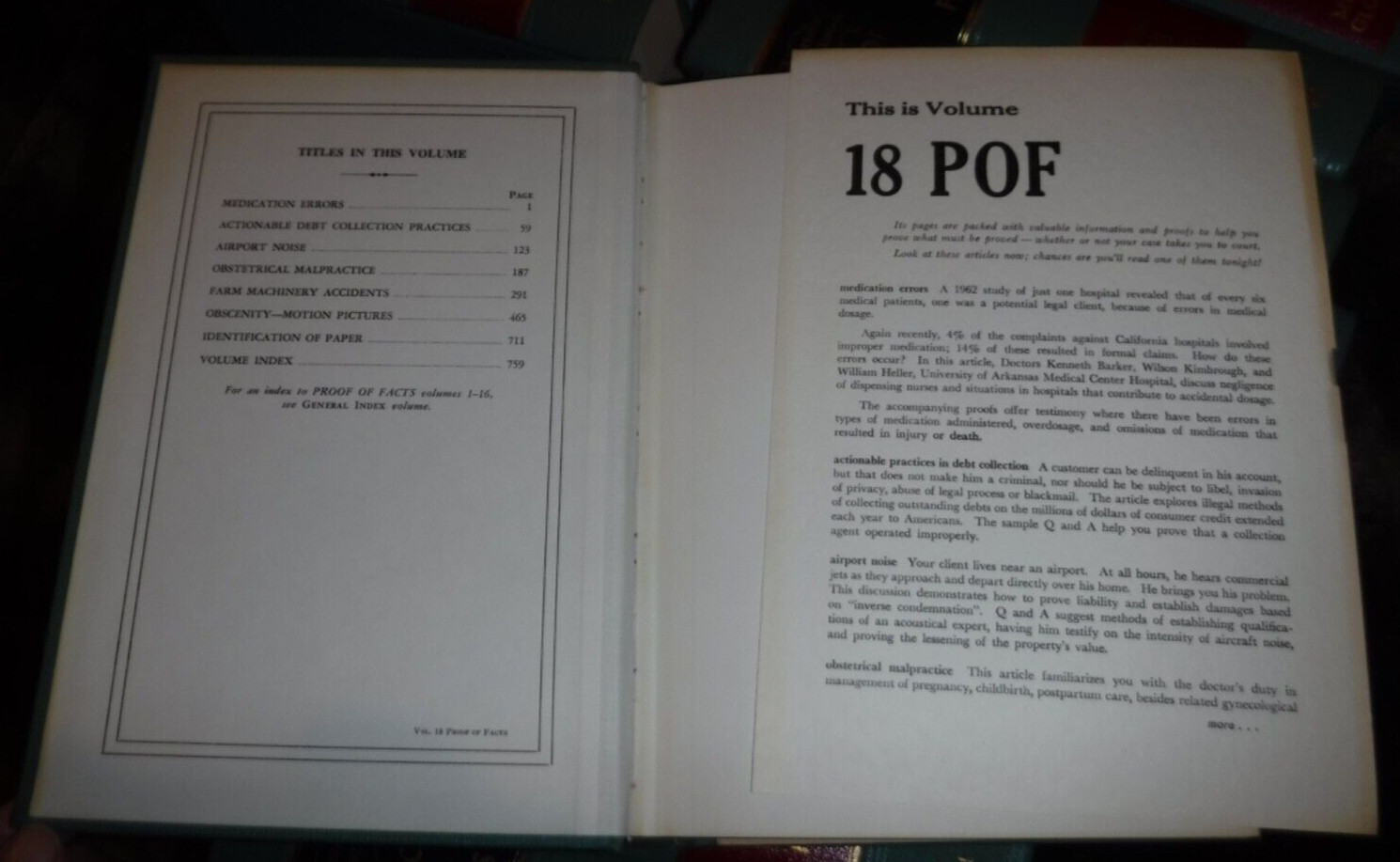 AMERICAN JURISPRUDENCE PROOF OF FACTS VOL 12 – 30 & INDEX : 20 LAW BOOKS