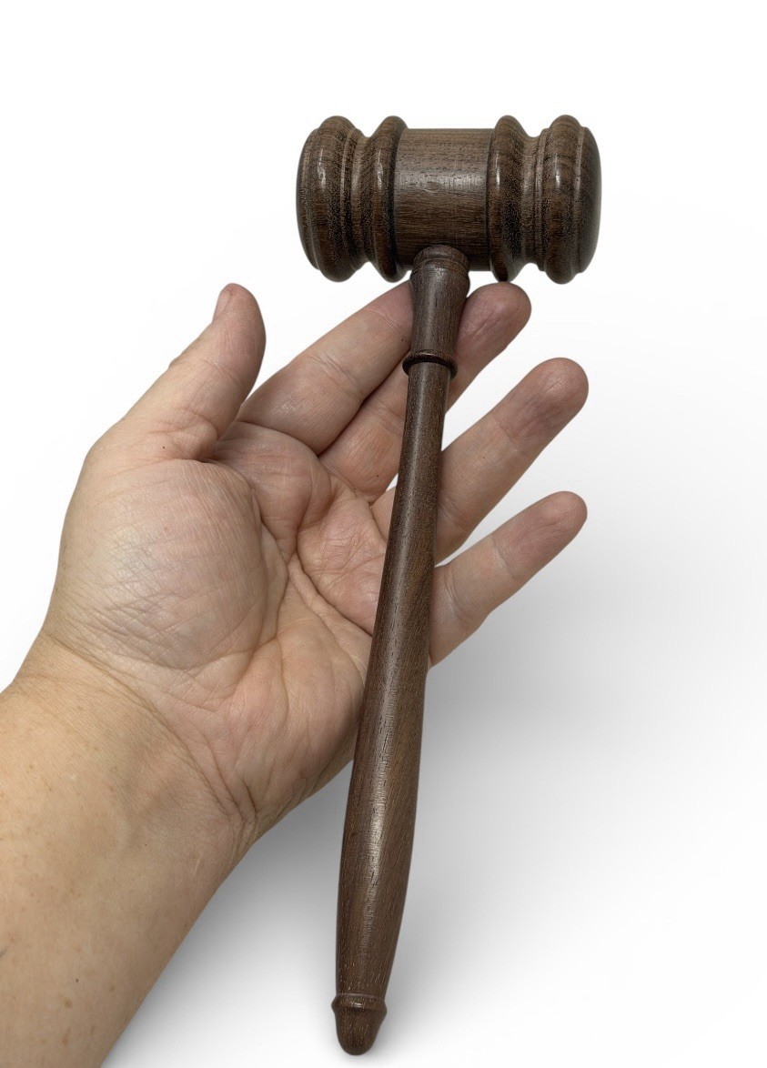 Vintage 1960s Rosewood Judge Auctioneer Gavel Courtroom 1-Piece Head No Band