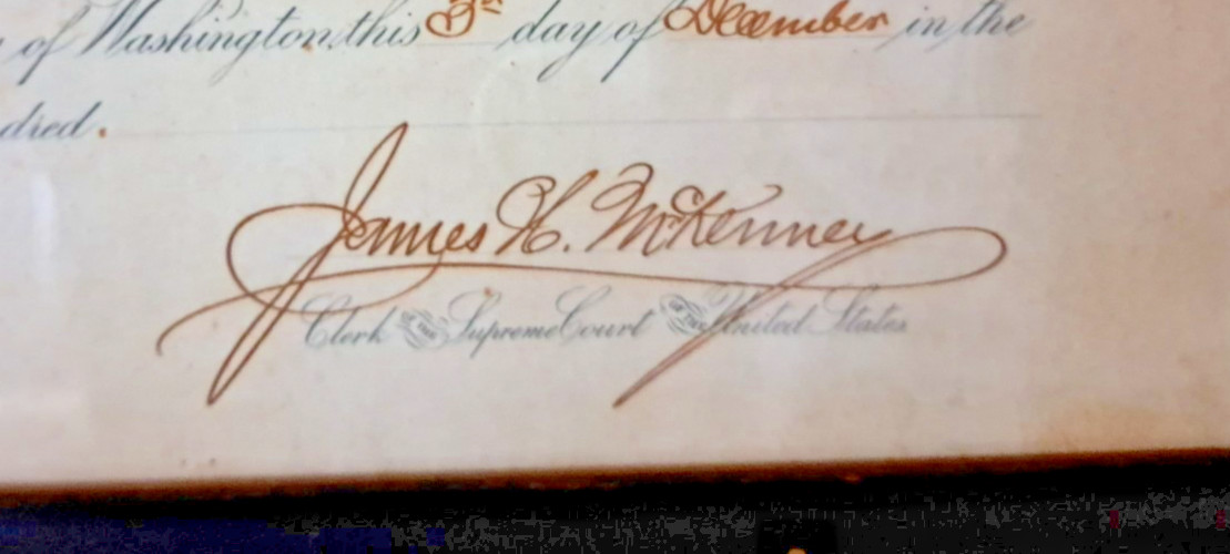 Frank L Campbell Antique 1900 Supreme Court ofthe United States Certificate Ohio