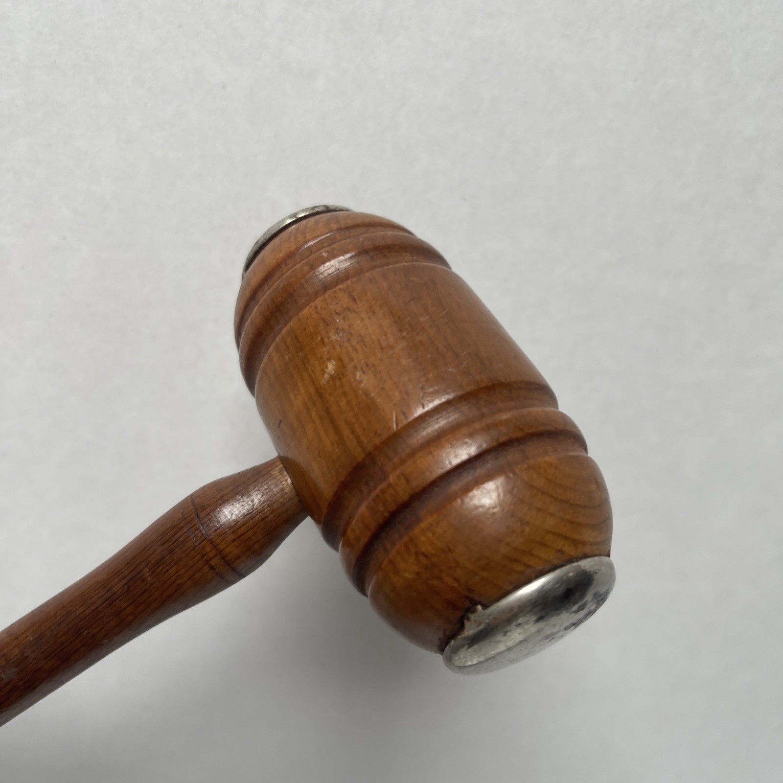 Vintage Judge/Auctioneer Gavel With Metal Strike Plates