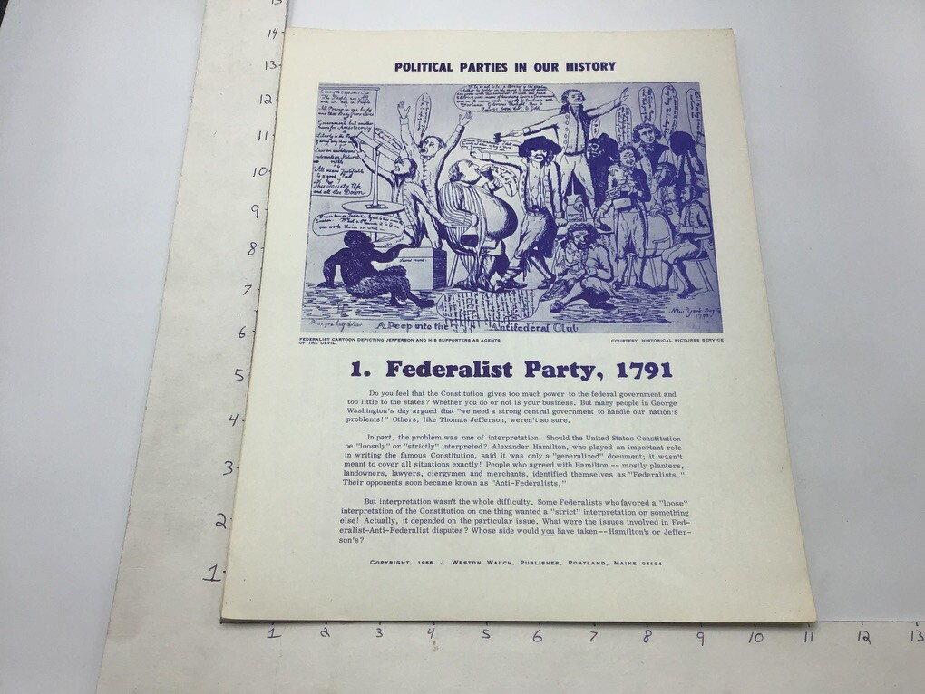 Original 1968 Poster: Political Parties in our History: FEDERALIST PARTY 11×14″