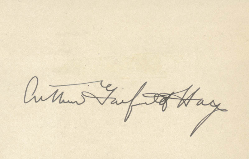ARTHUR GARFIELD HAYS – SIGNATURE(S)