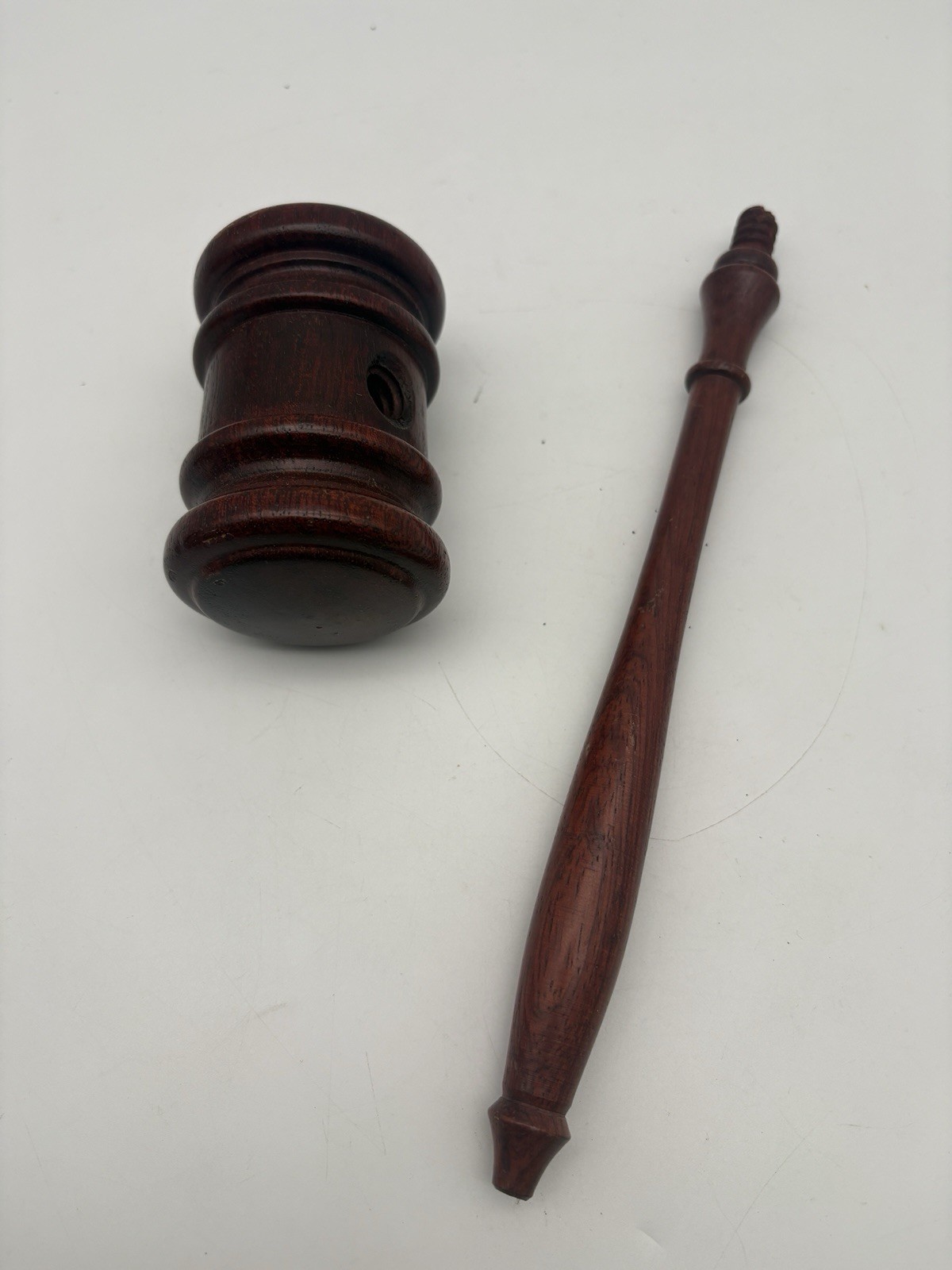 Solid Wood Gavel — Dark Finish, Judge/Auctioneer/Meeting 10” Long 3” Wide