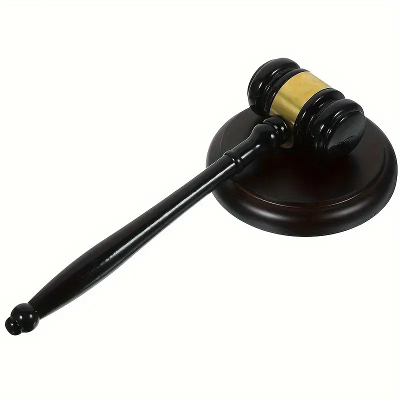 Wooden Gavel Hammer and Sound Block Set Mallet for Lawyer Judge Auction Sale