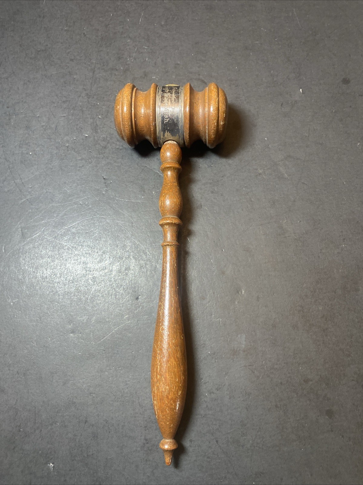 Vtg Wooden Walnut Gavel 8 1/2” Engraved To Write A Mitchell 1941 American Legion