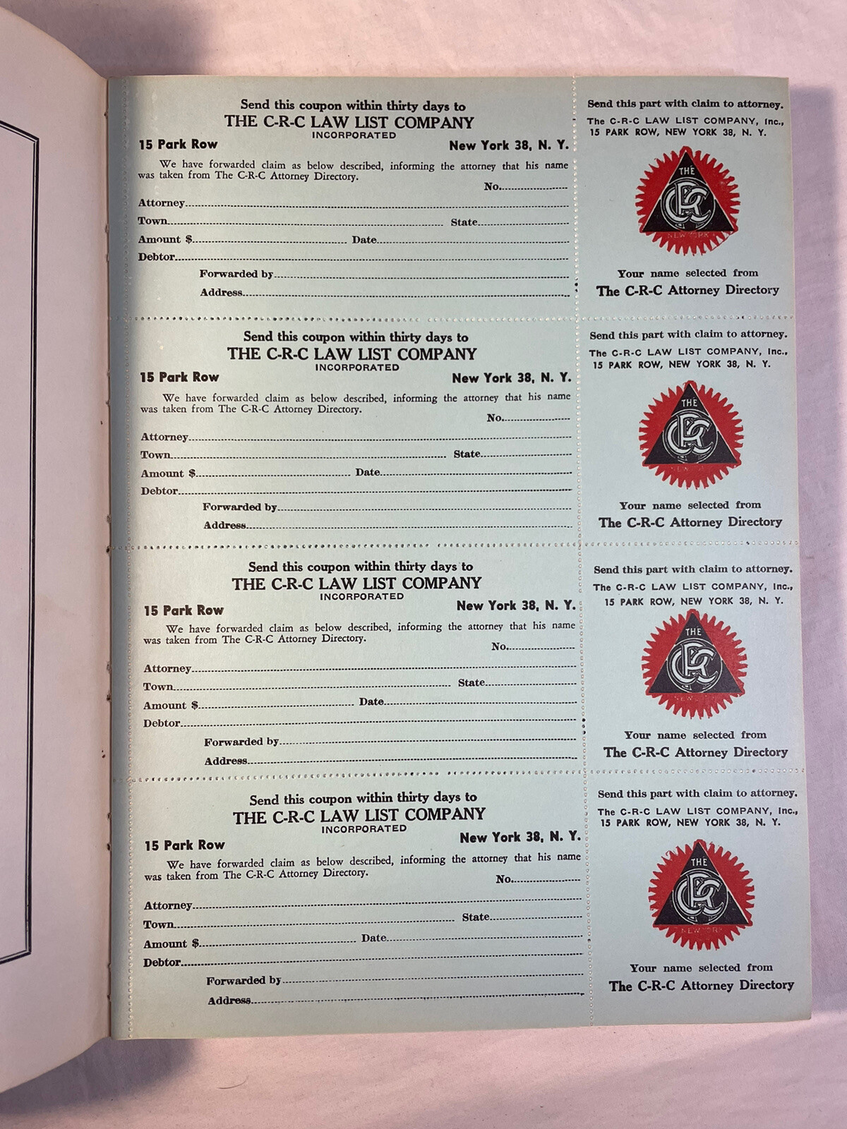 The CRC Law List 1960 Attorney Directory ABA American Bar Association