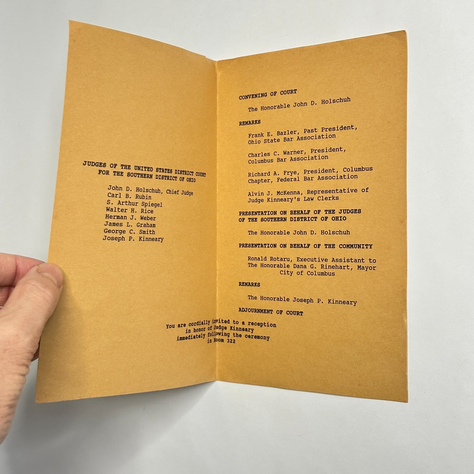 Signed Ephemera Grouping – Judge Joseph P. Kinneary, Ohio U.S. District Court