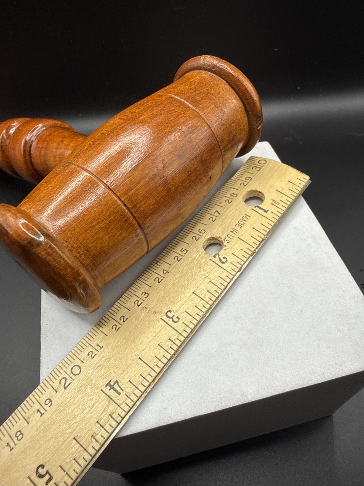 Vintage Good Turning Details Red Tone Solid Wood Judge’s Gavel Approx. 11”