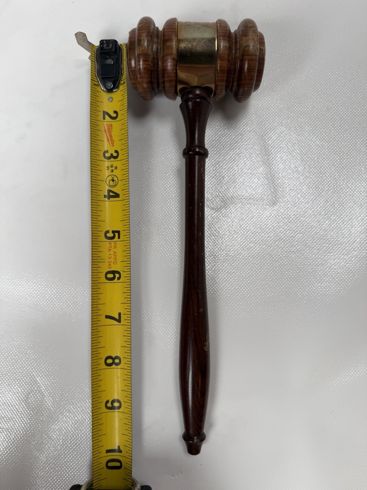 Vintage Judge Gavel Wood Brass Engraved Mary Roddy Chickasha Oklahoma USAO 10in