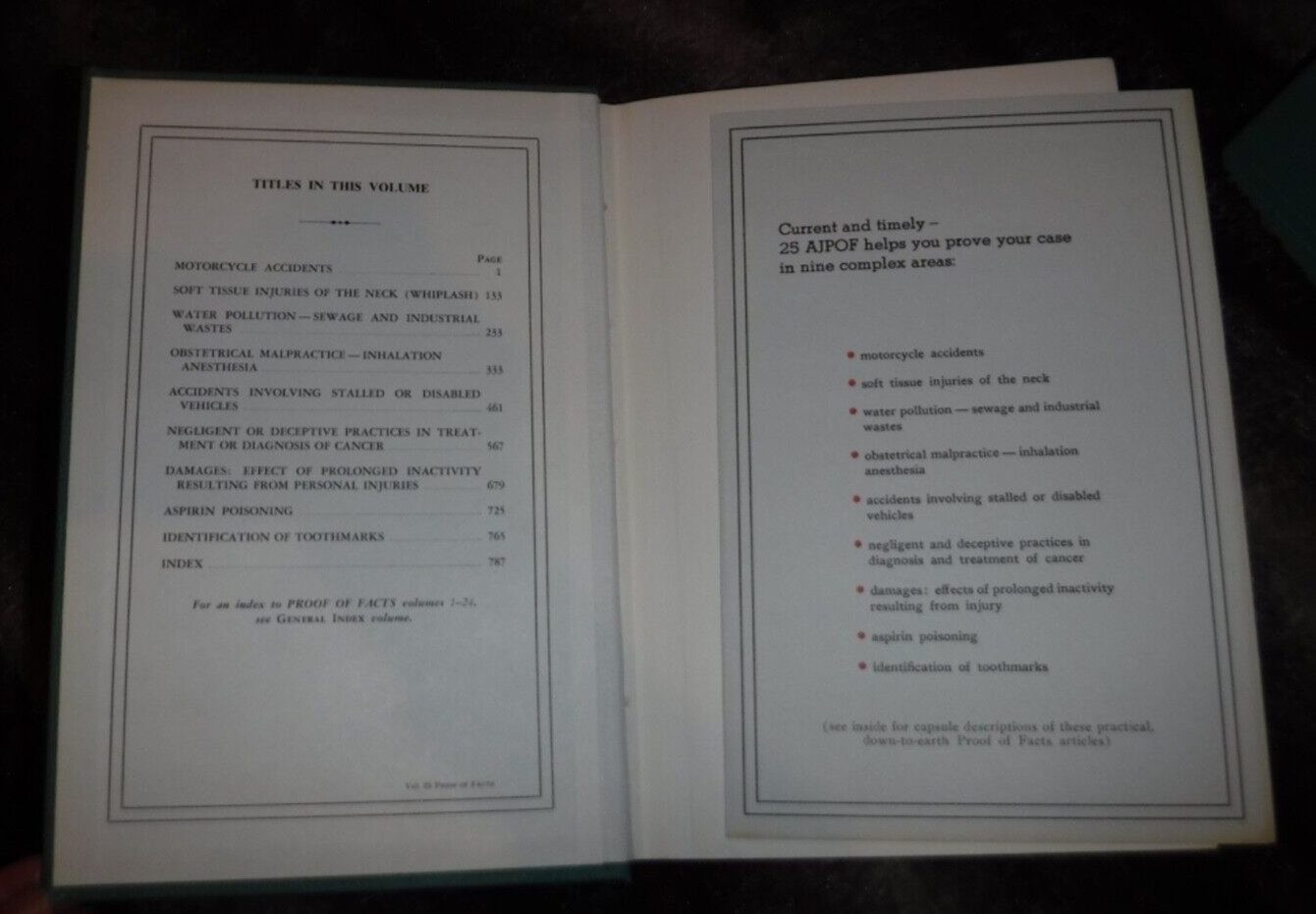AMERICAN JURISPRUDENCE PROOF OF FACTS VOL 12 – 30 & INDEX : 20 LAW BOOKS