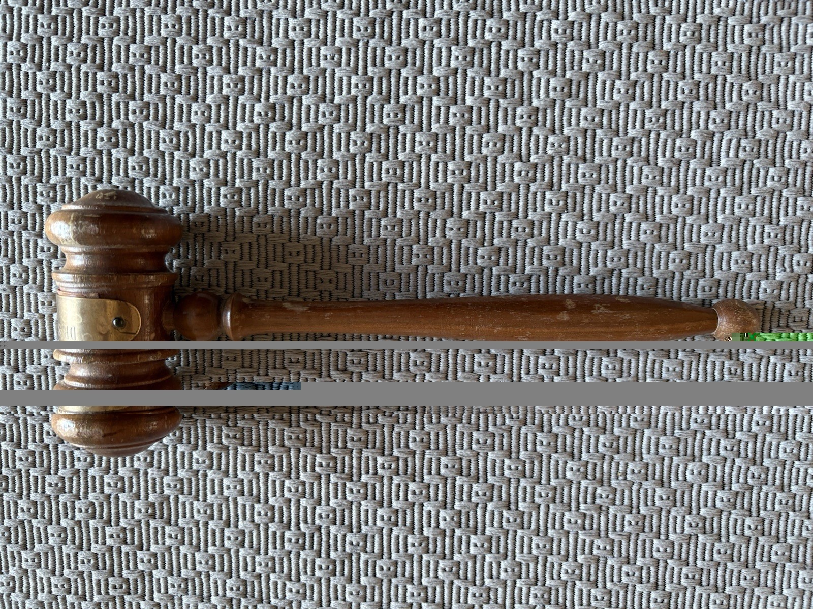 Wooden Vintage Gavel Judge Auctioneer 1944 w/ Brass Engraved Plaque lawyer court