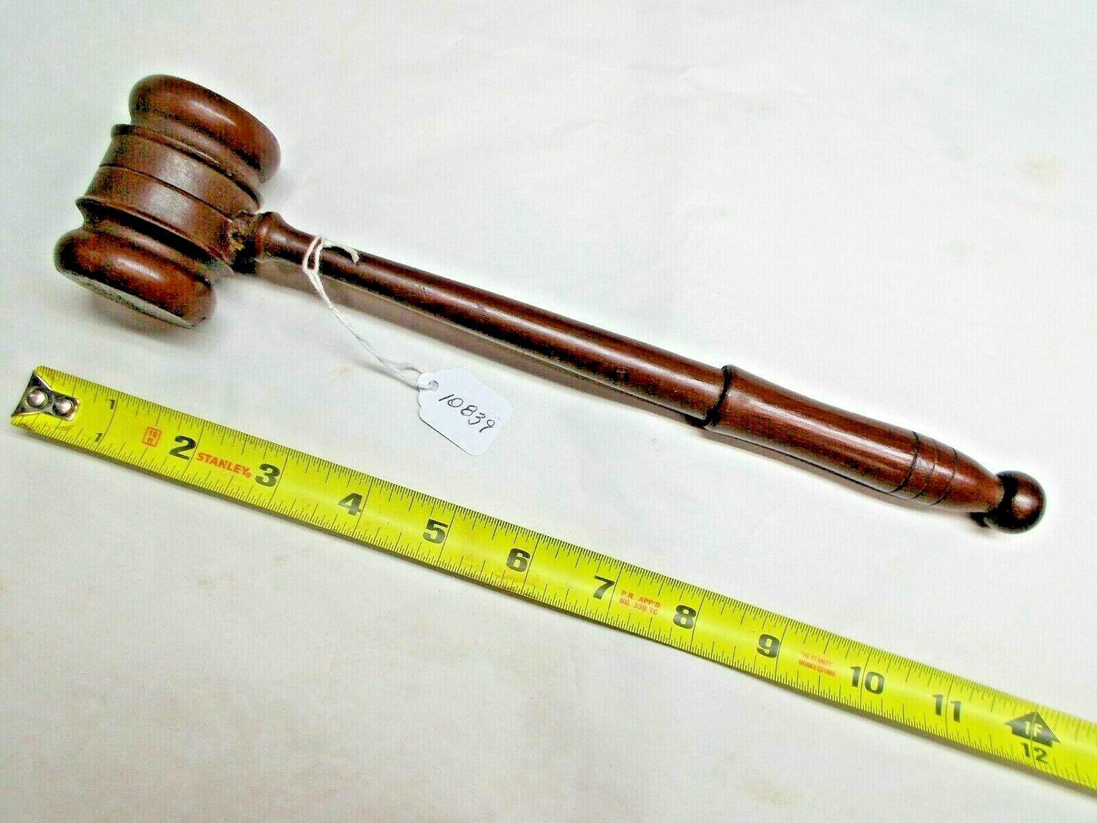 Gavel, Nice Wood Grain Hand Crafted Turned Wooden Gavel, 11-3/8″ Long