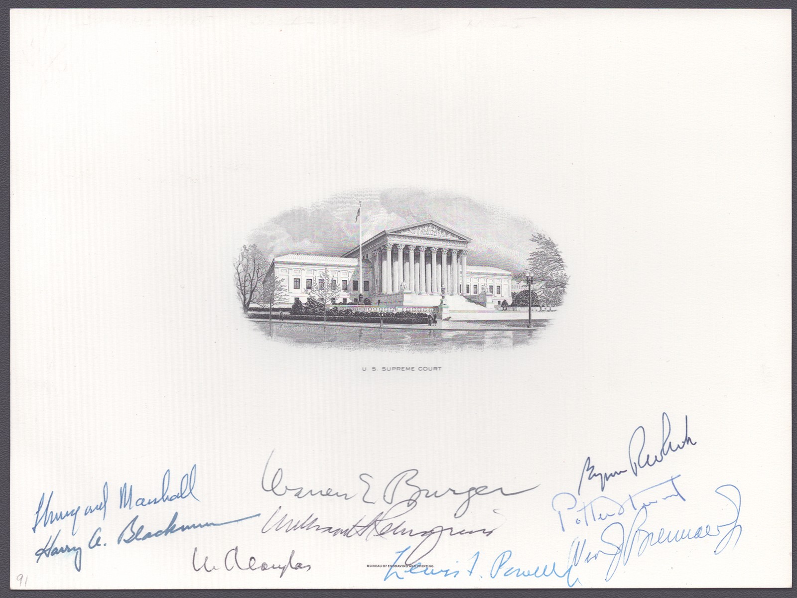 THE WARREN E. BURGER COURT – ENGRAVING SIGNED WITH CO-SIGNERS
