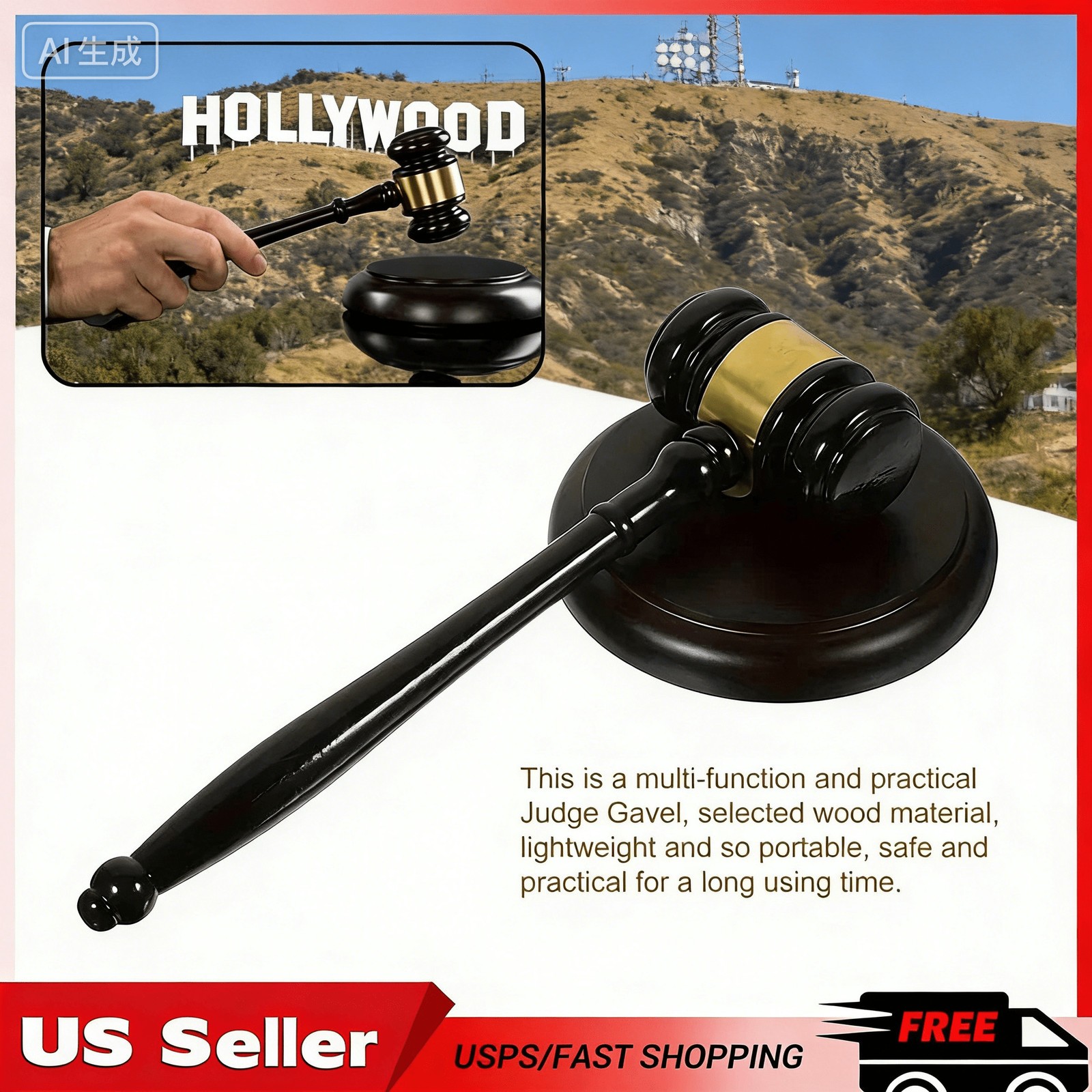 Sound-Infused Wooden Judge’s Gavel: A Must-Have for Attorney Auction Occasions!