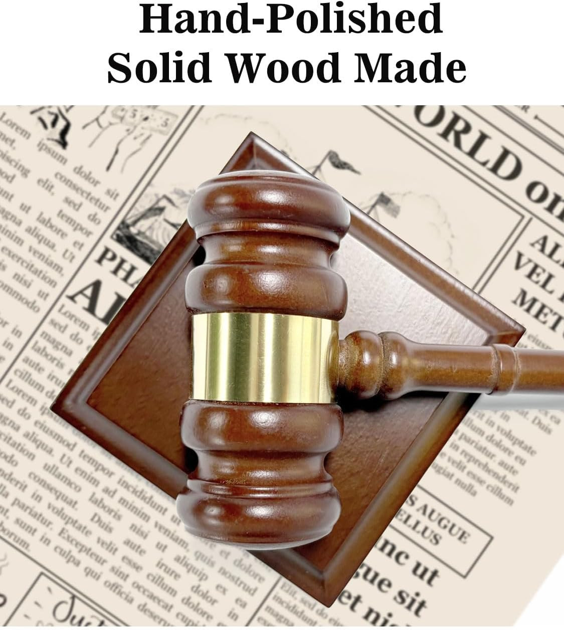 Perfect Desk Accessory, Wooden Gavel and Sound Block Set for Lawyers, Judges, Ch