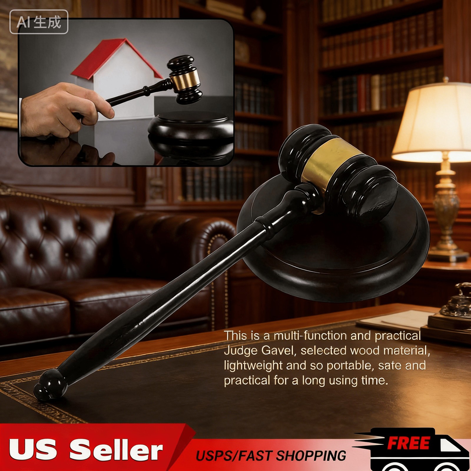 Sound-Infused Wooden Judge’s Gavel: A Must-Have for Attorney Auction Occasions!