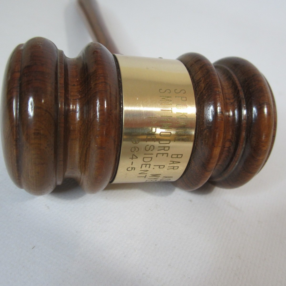 Vintage Walnut Gavel 1960s Spokane Bar Association Excellent Cond 10 Inches