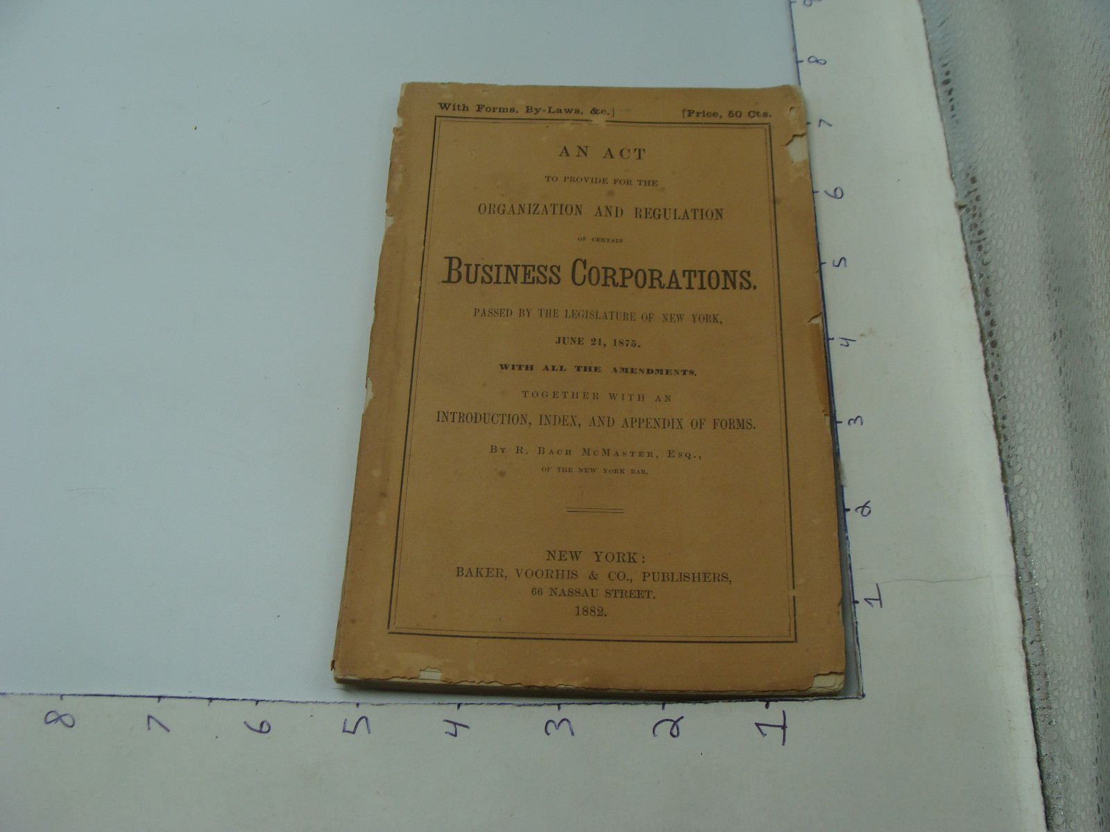 vintage Original 1882 BUSINESS CORPORATIONS new york state act to regulate 64pgs