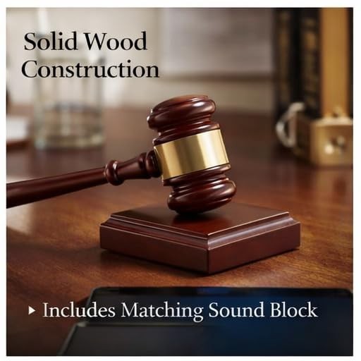 Wooden Gavel & Sound Block Set for Judge, Lawyer, Auctioneer – Courtroom Essenti