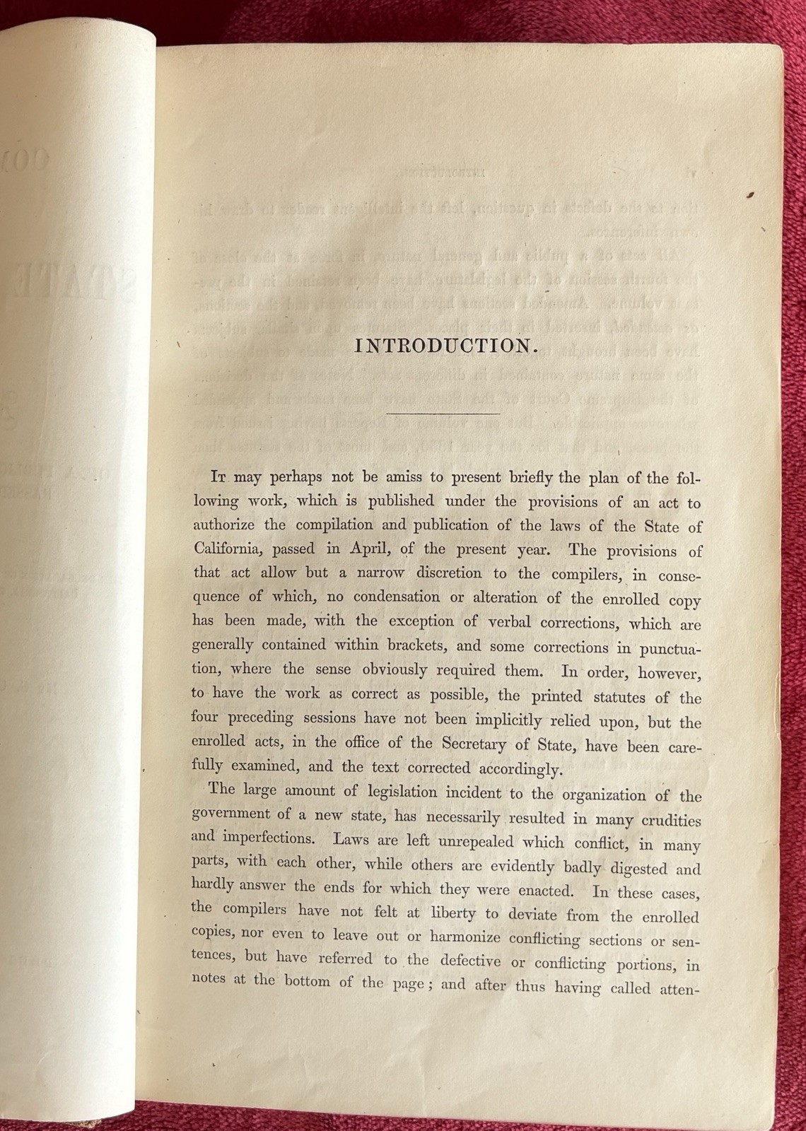 1850s COMPILED LAWS OF CALIFORNIA PASSED IN LEGISLATURE SESSIONS – RARE EDITION