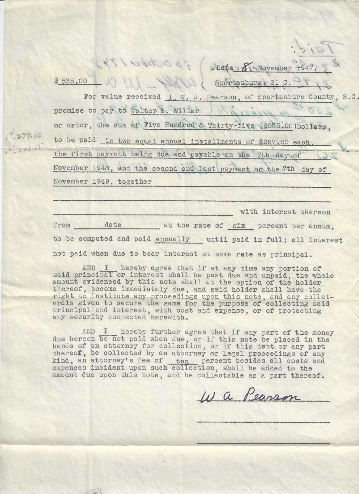 5 Vintage 1911 – 1949 STATE OF SOUTH CAROLINA Legal Documents: Will, Probate,